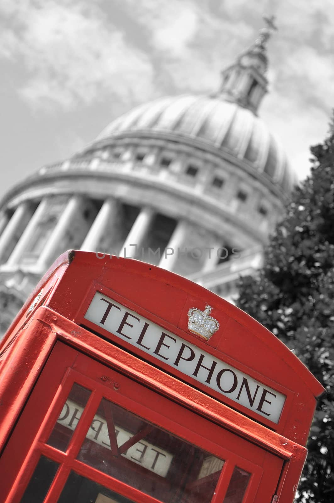 London red phone box with St Paul's in the background