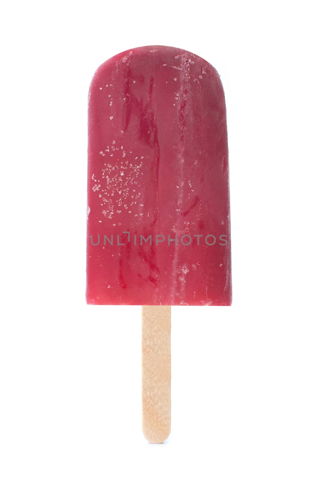 Red ice lolly over a white background