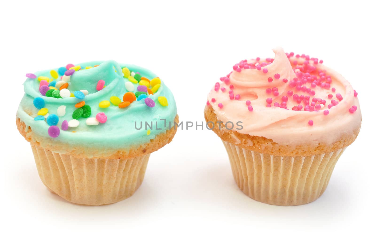 Delicious cupcakes on a white background