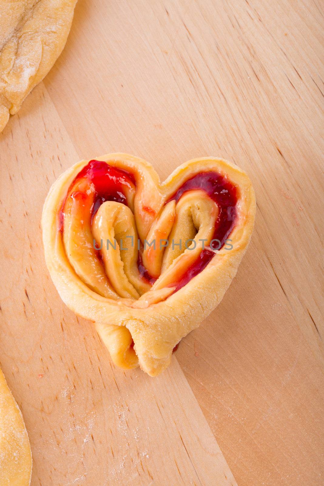 Hearts from yeast dough