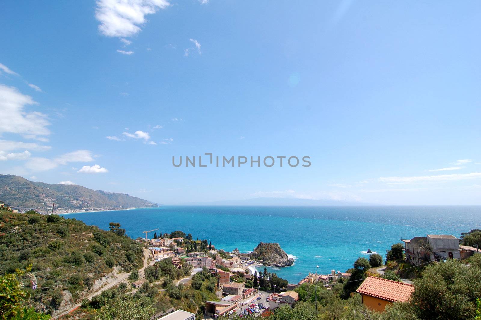 Wideangle view of taormina in Sicily 