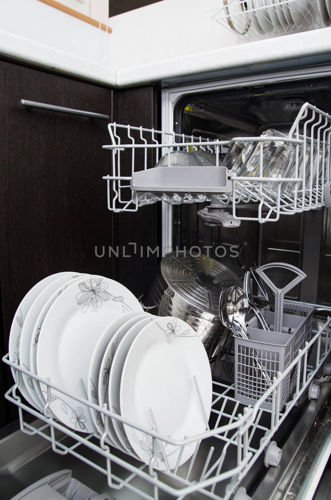 Dishwasher with white plates