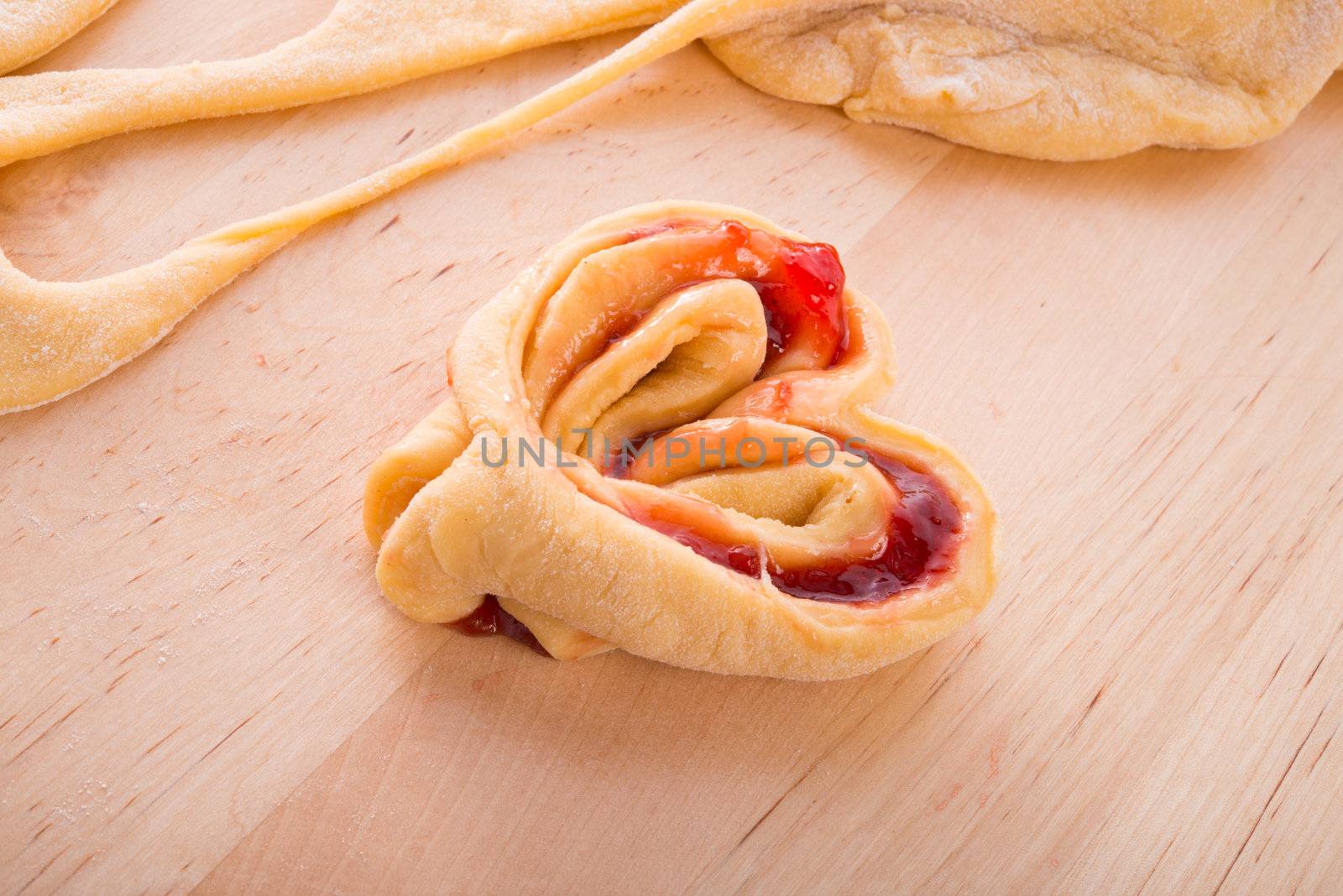 Hearts from yeast dough