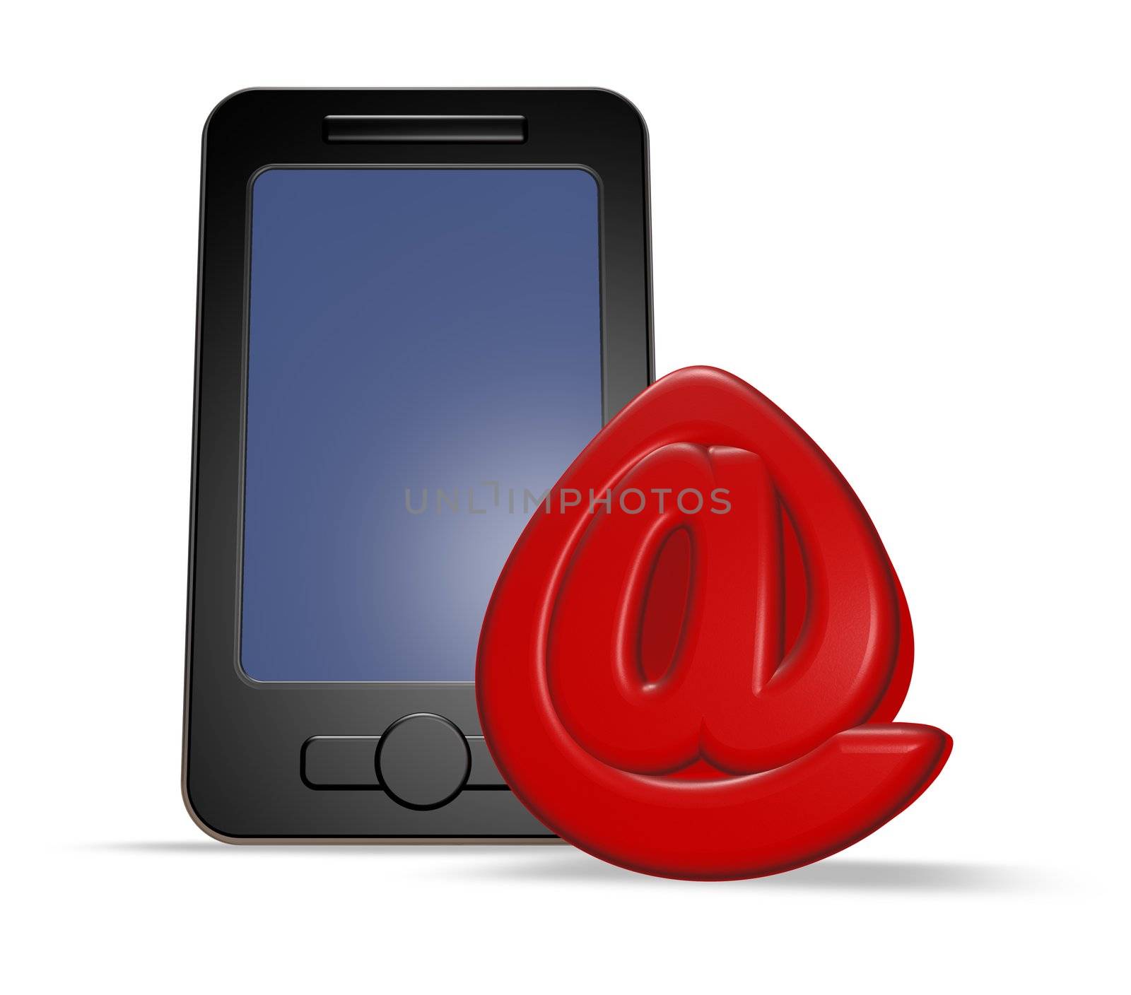 smartphone and email symbol on white background - 3d illustration