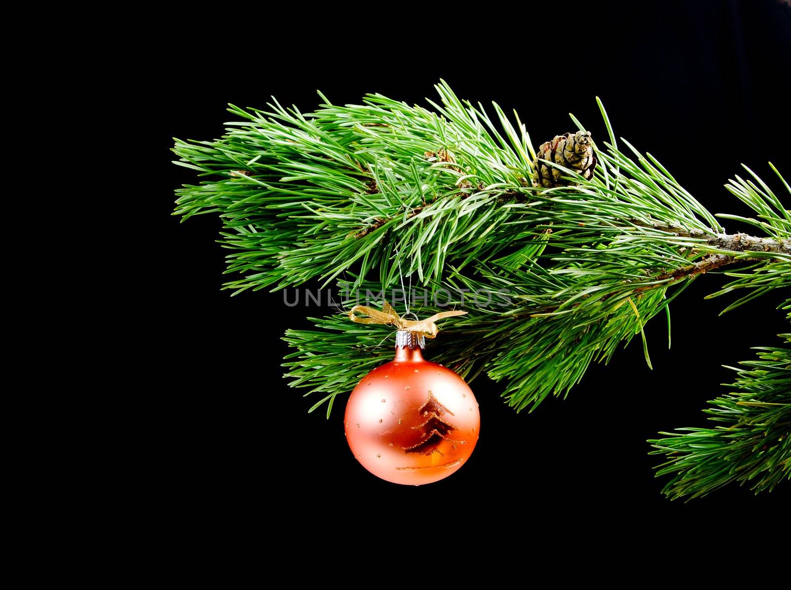 Christmas tree ornaments  on dark background 
