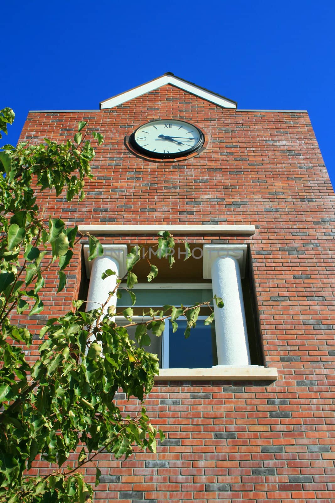 Close up of a clock tower.
