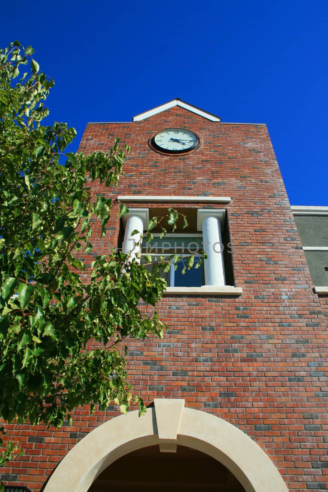 Close up of a clock tower.

