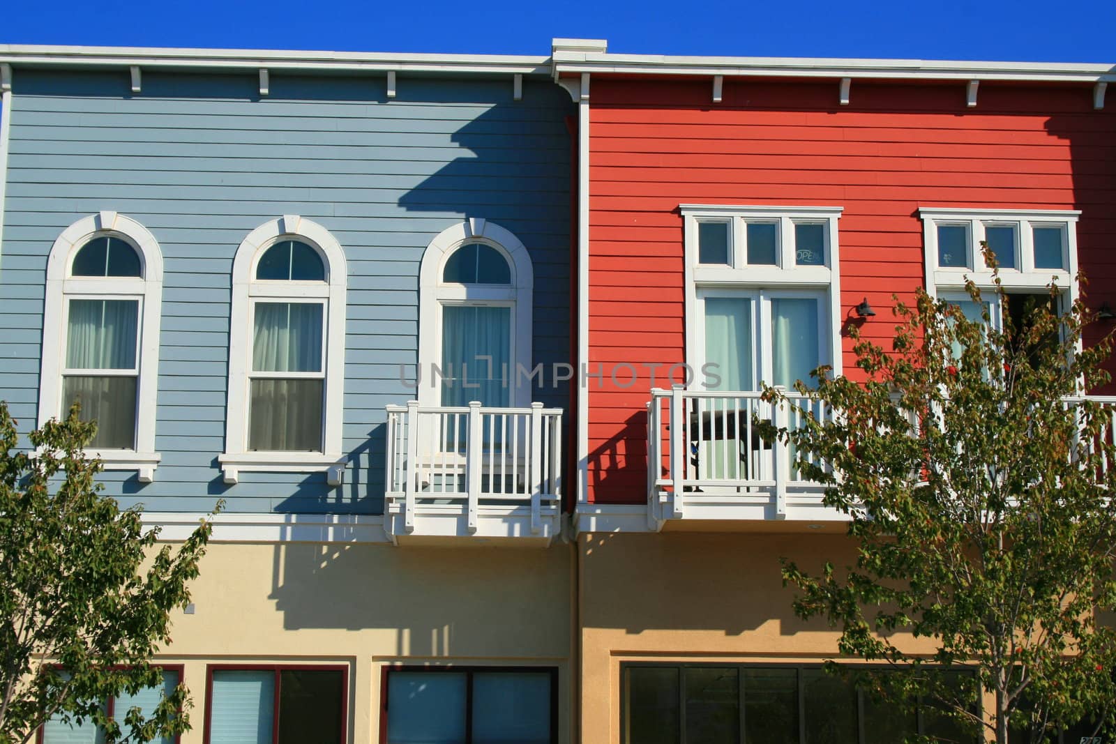 Close up of the modern buildings.
