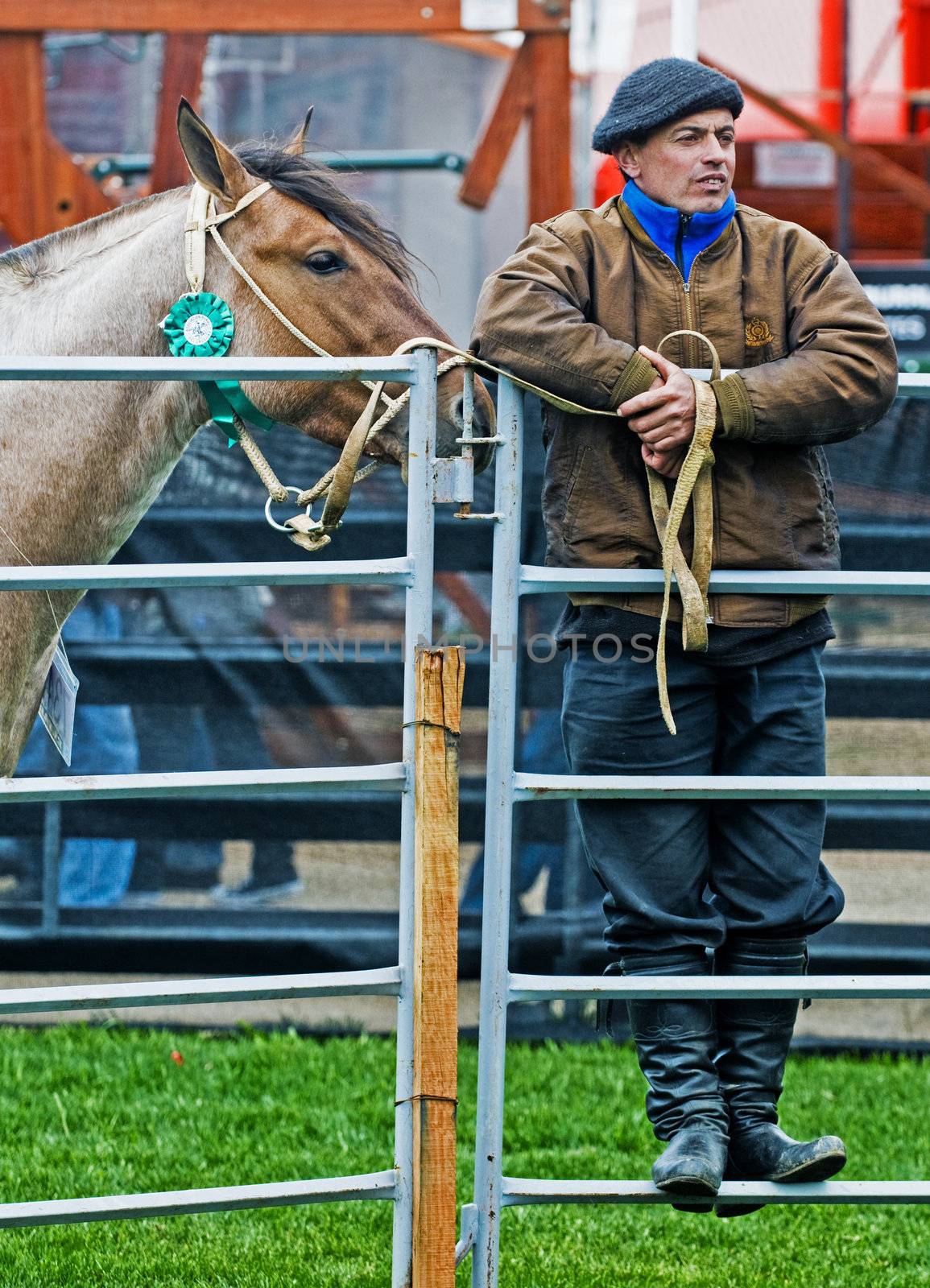 September 2008 Montevideo Uruguay - Gaucho in a horse show in "Expo Prado"