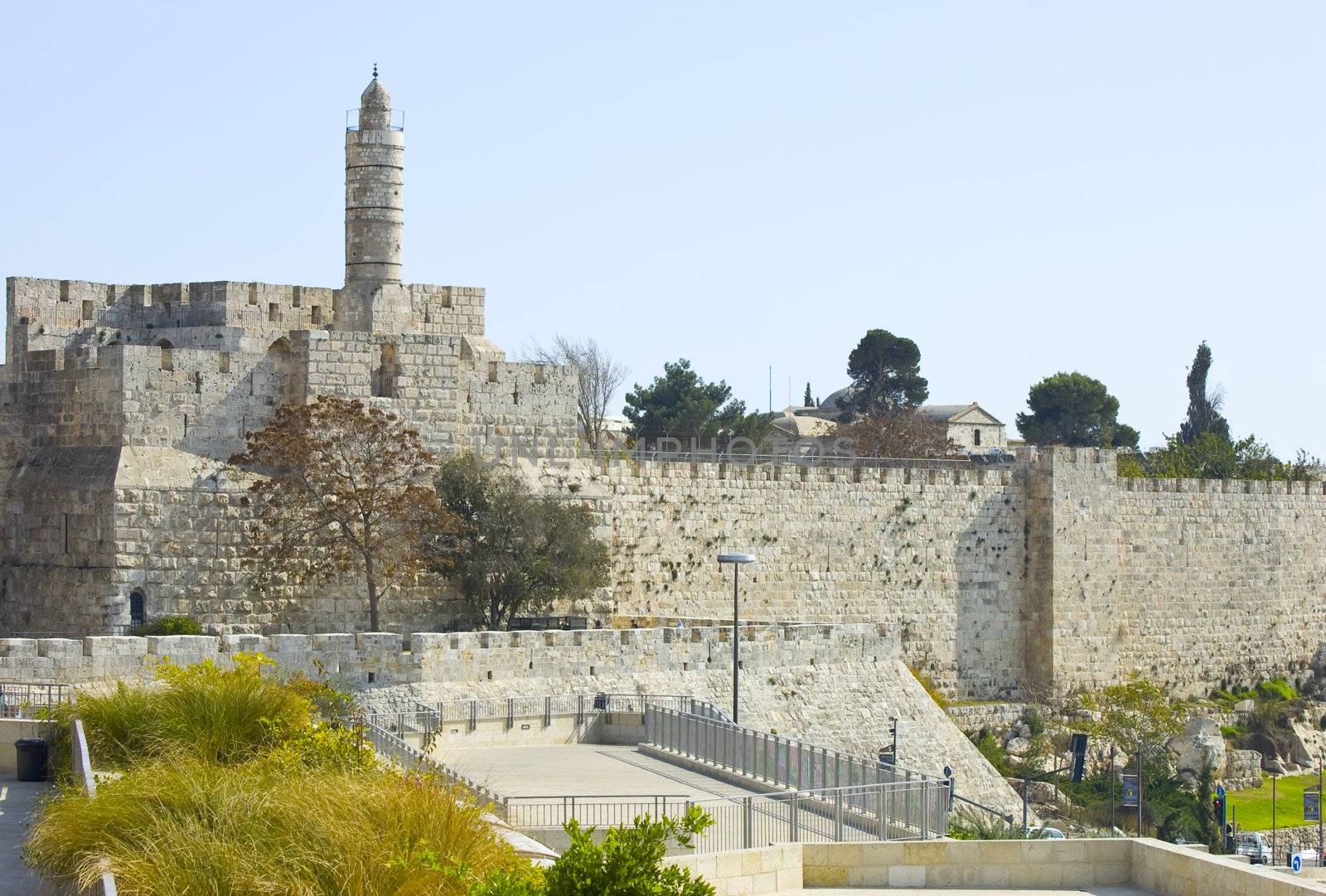 The Ancient Walls Surrounding Old City in 
Jerusalem.
