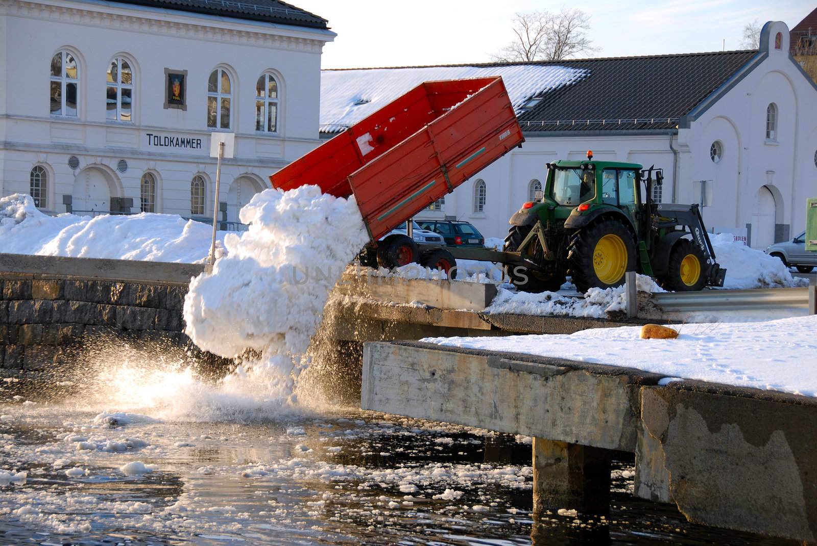 Driving snow away. Norwegian winter.
Larvik, Vestfold, Norway. - 2008.