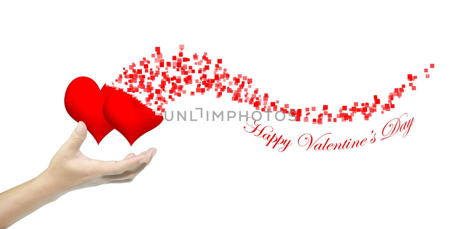Hand hold heart as Valentine's day card by thampapon