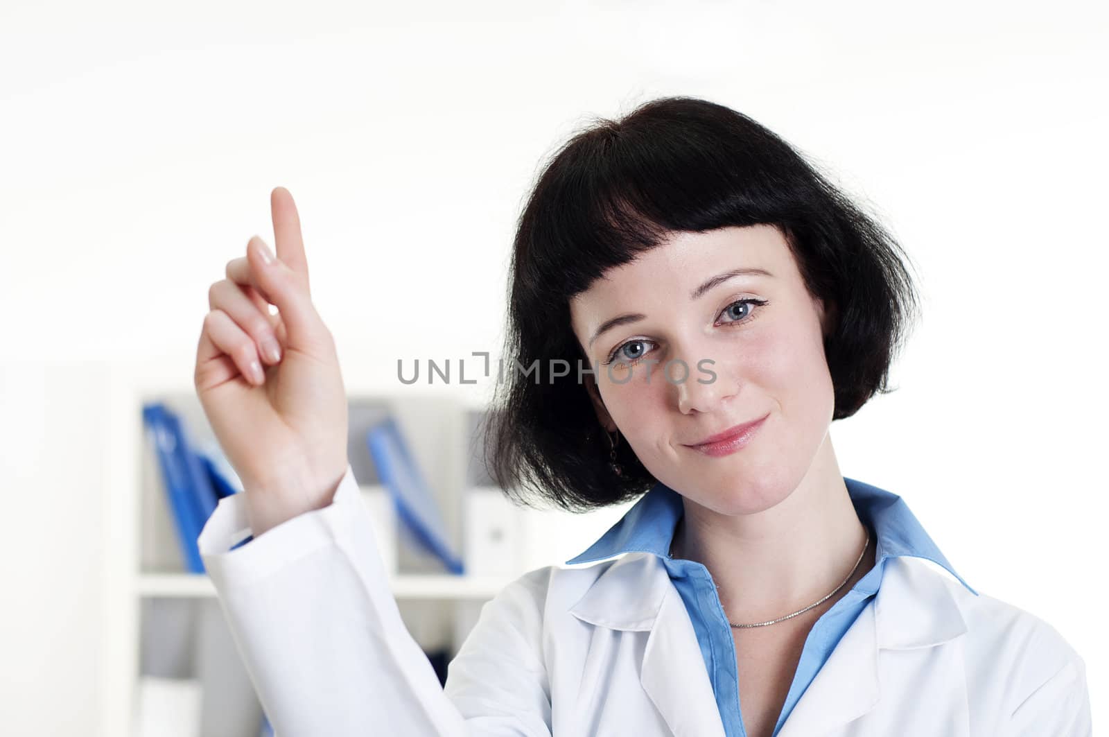 doctor specifies a finger, focus on the person