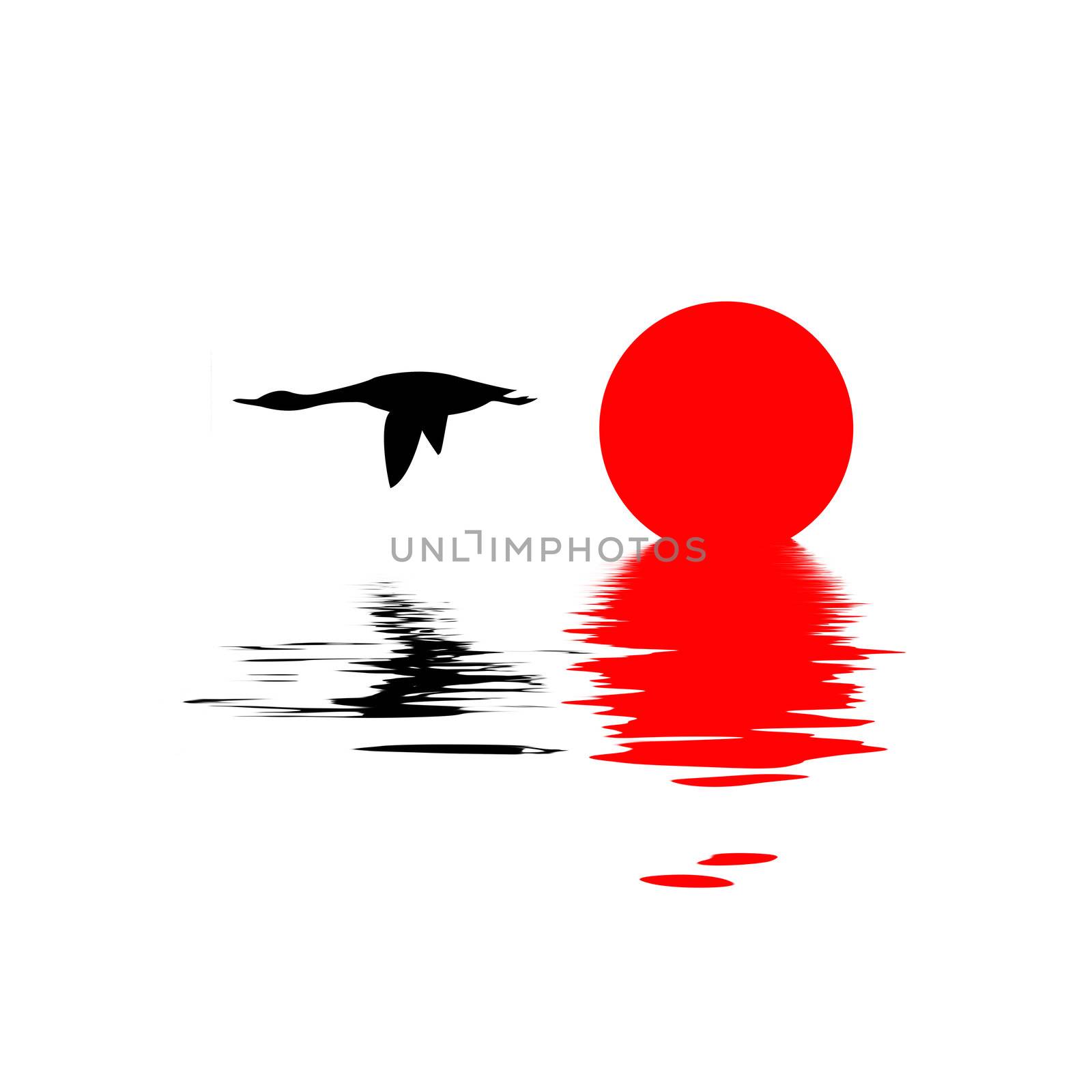 vector silhouette goose on white background