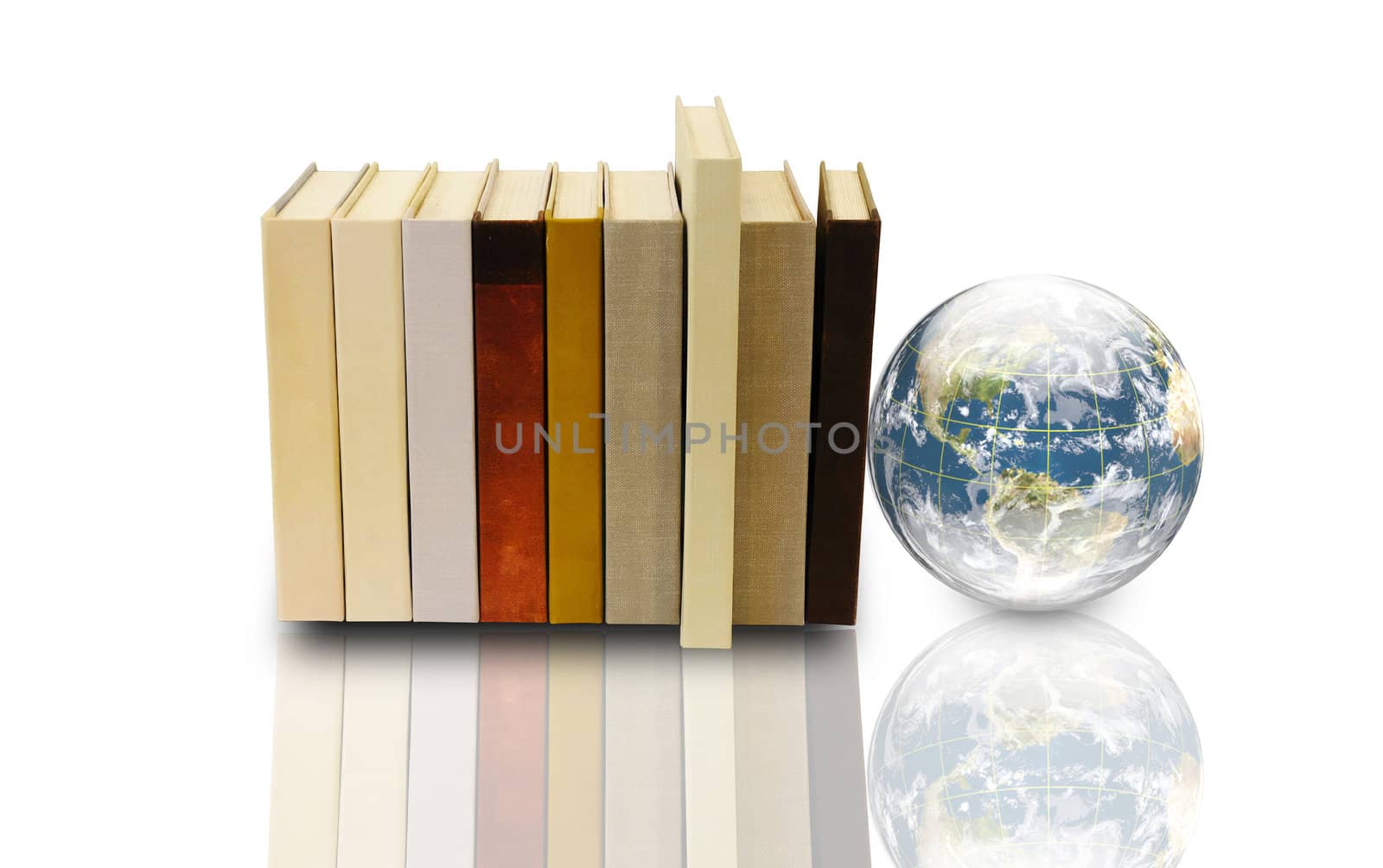 books and 3d earth globe 