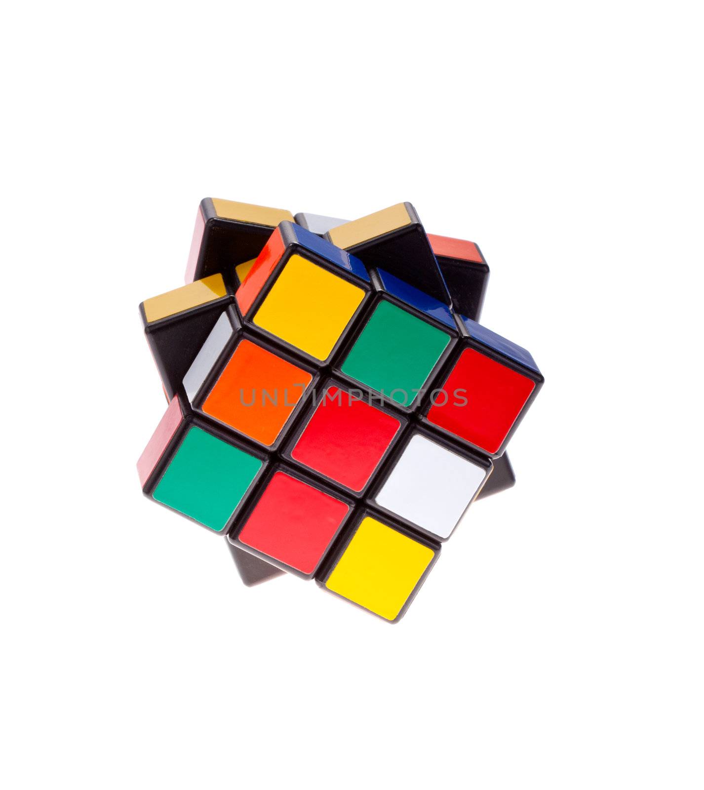 Rubik's Cube isolated on a white background