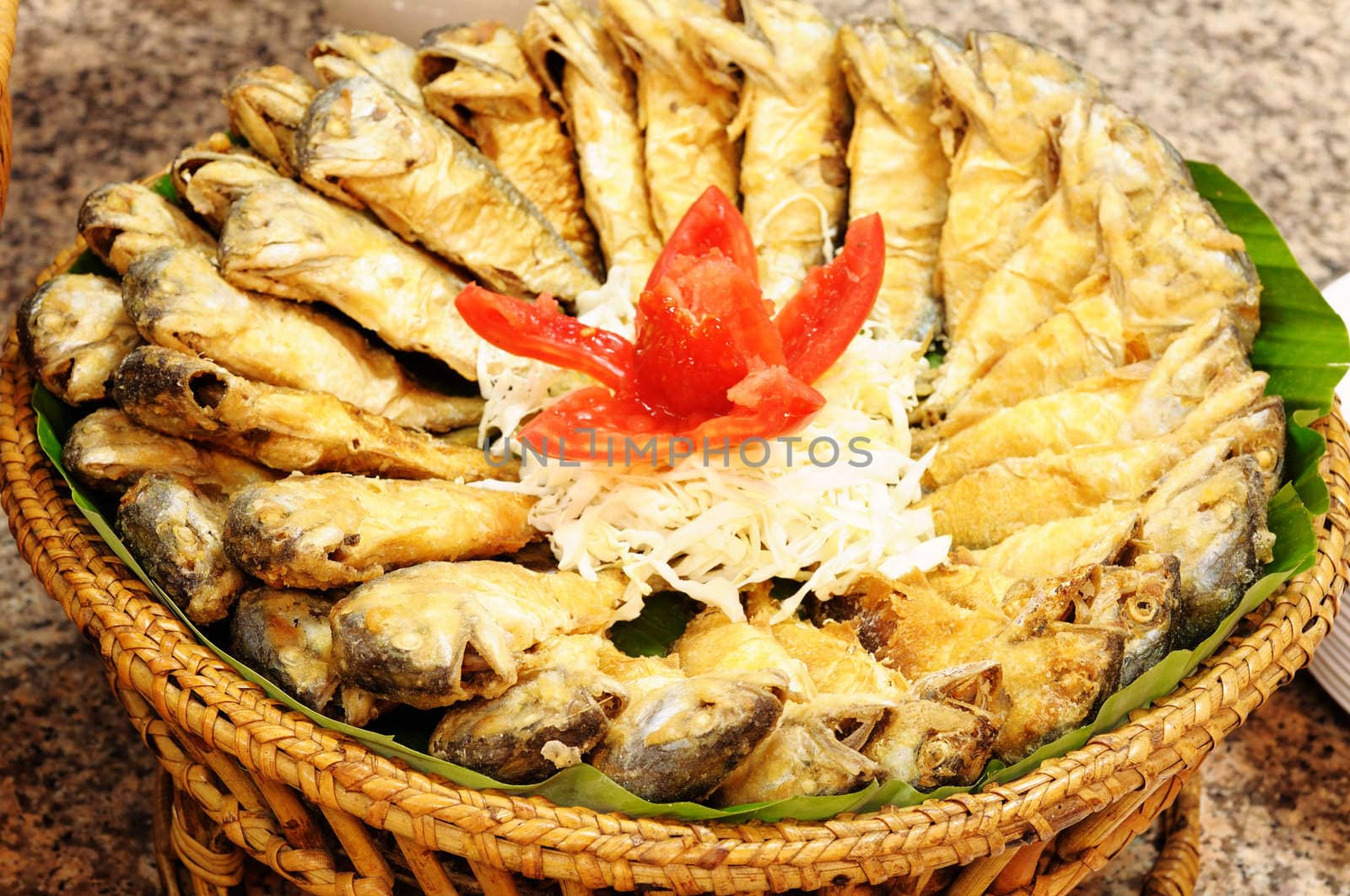Thai style Fried mackerel fishes, Thai food. 