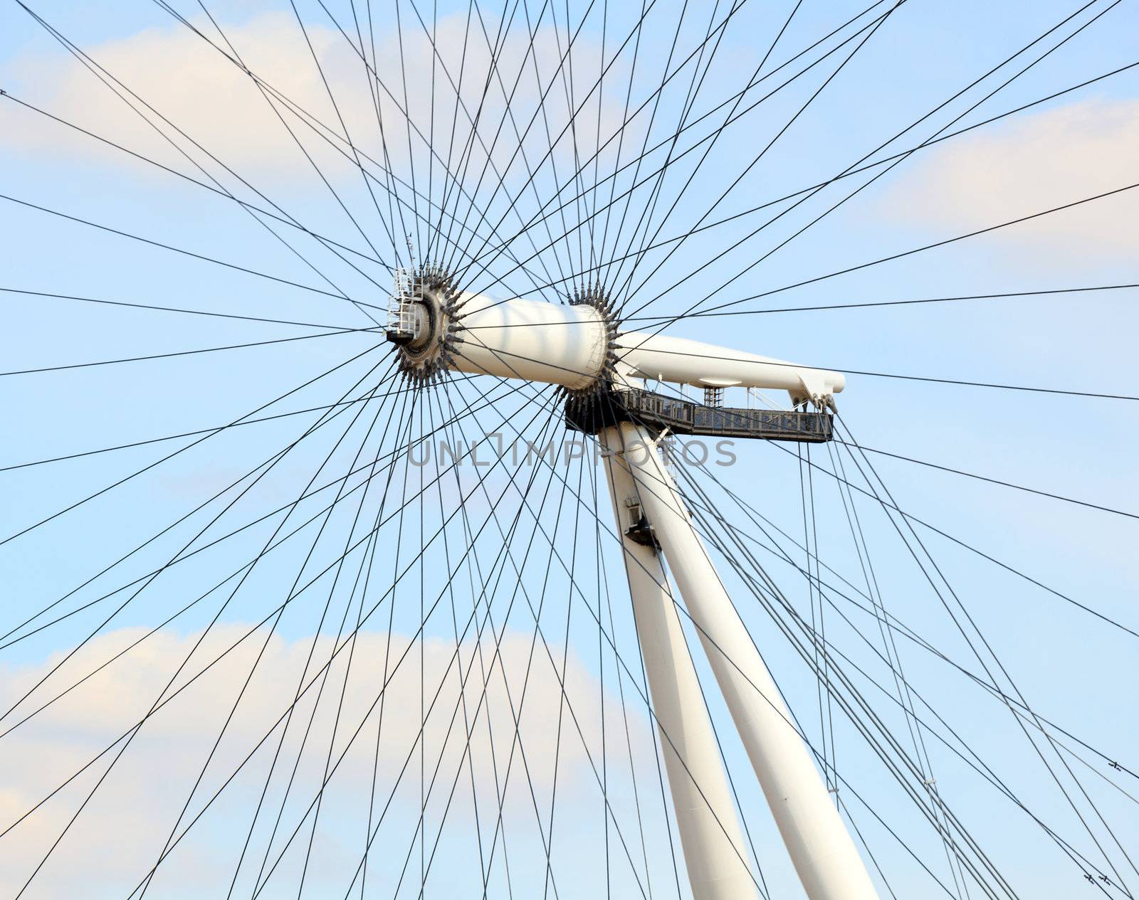 LONDON - April 6: Architecture of London Eye, on April 6, 2012 in London. The largest Ferris wheel in Europe, structure of the London Eye is 135 M. tall and the wheel has a diameter of 120 M.