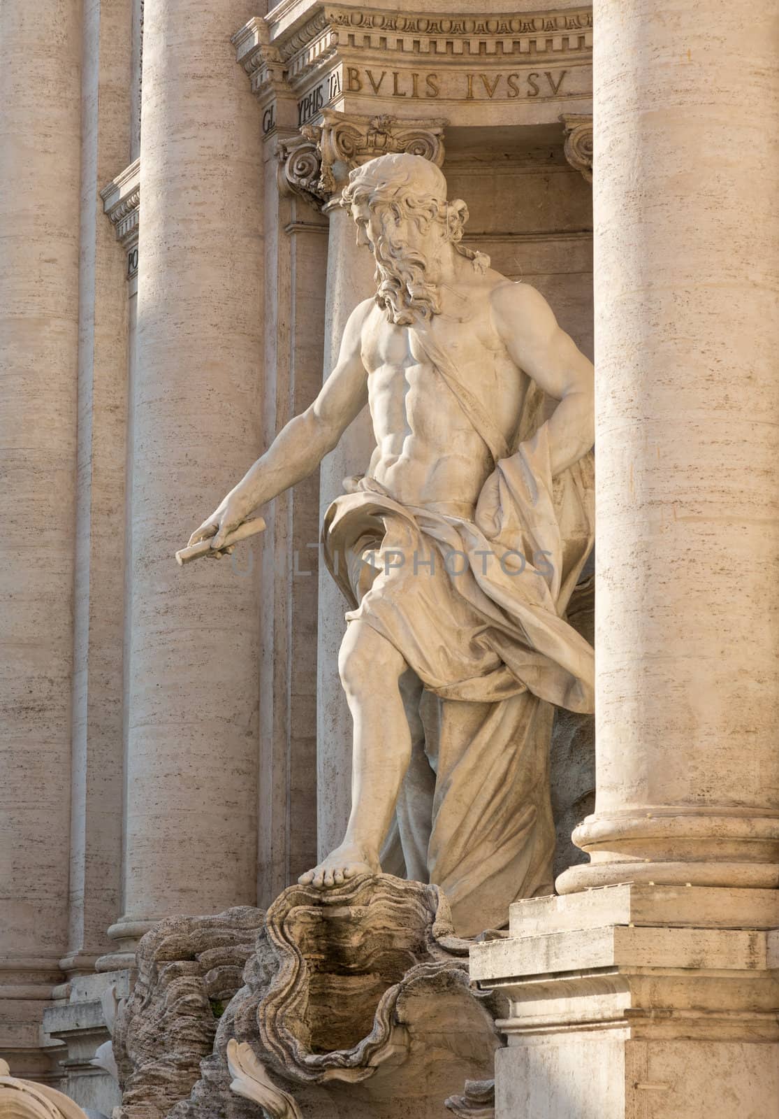 Details of statues in Trevi fountain in Rome Italy