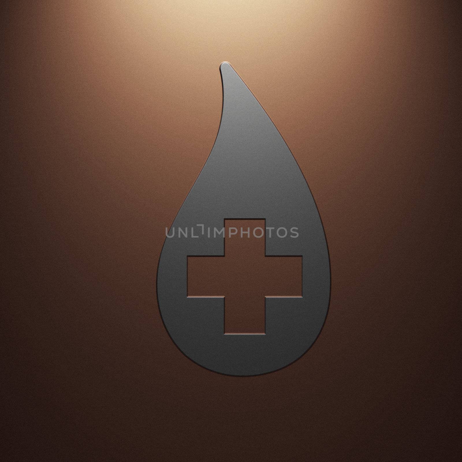 High resolution image symbol on a metal background. 3d illustration.