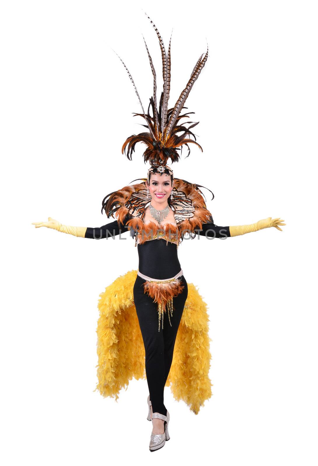 cabaret dancer isolated on a white background