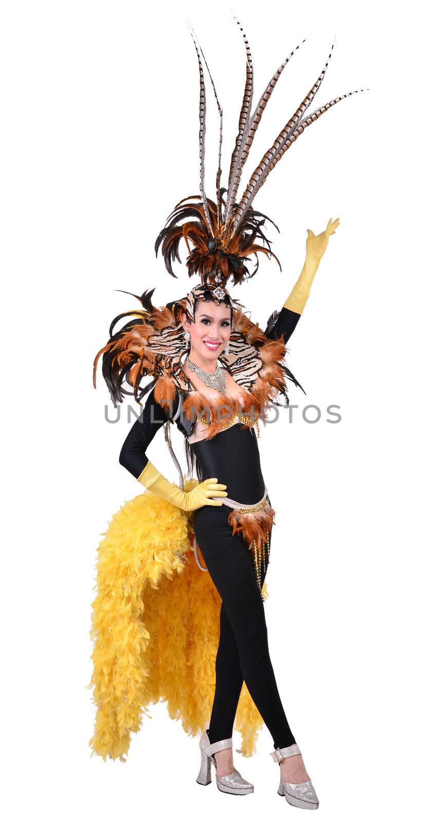 cabaret dancer isolated on a white background