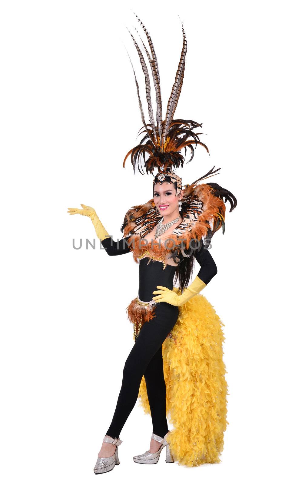 cabaret dancer isolated on a white background