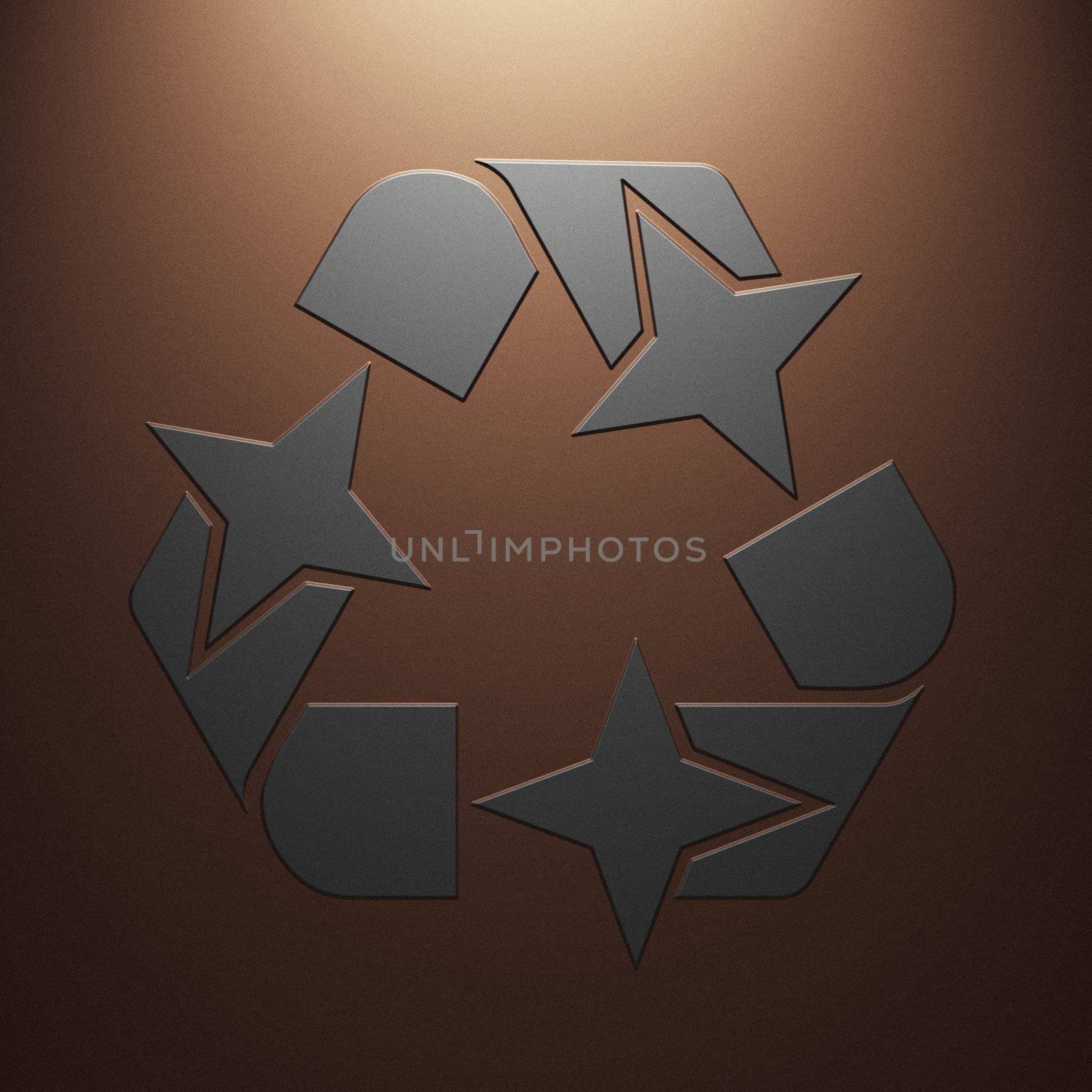 High resolution image symbol on a metal background. 3d illustration.