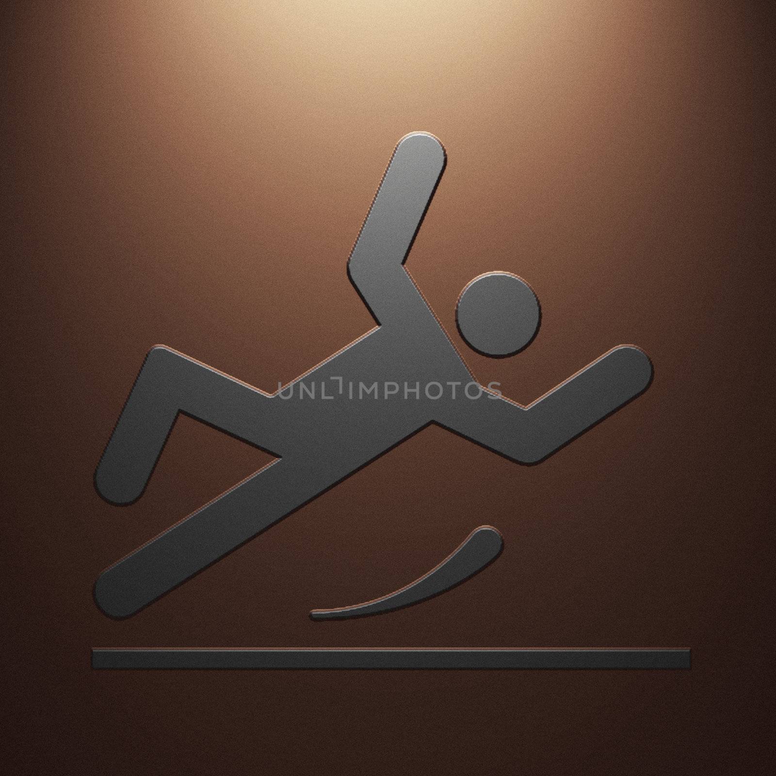 High resolution image symbol on a metal background. 3d illustration.