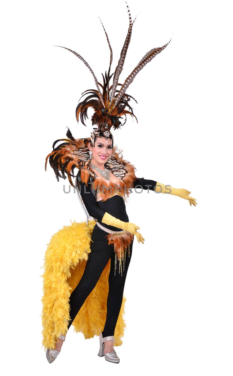 cabaret dancer isolated on a white background