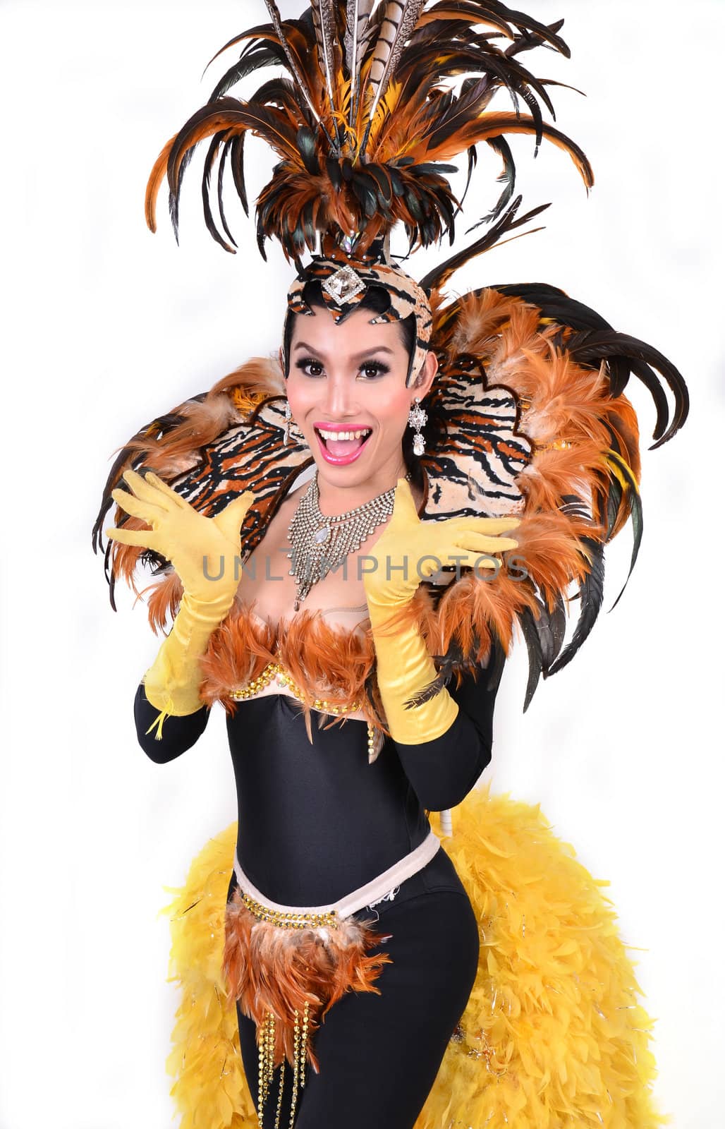 cabaret dancer isolated on a white background