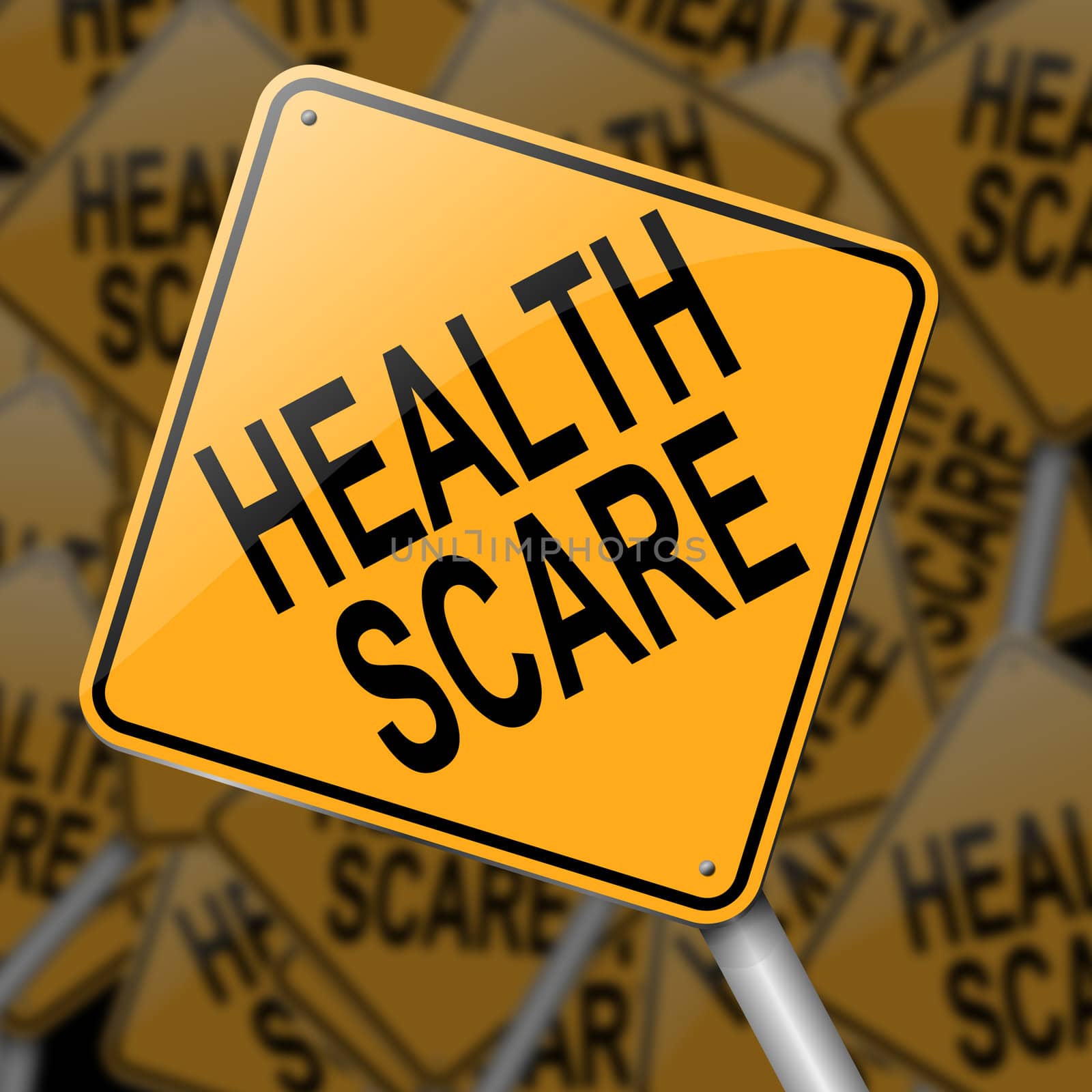 Illustration depicting a sign with a health scare concept.