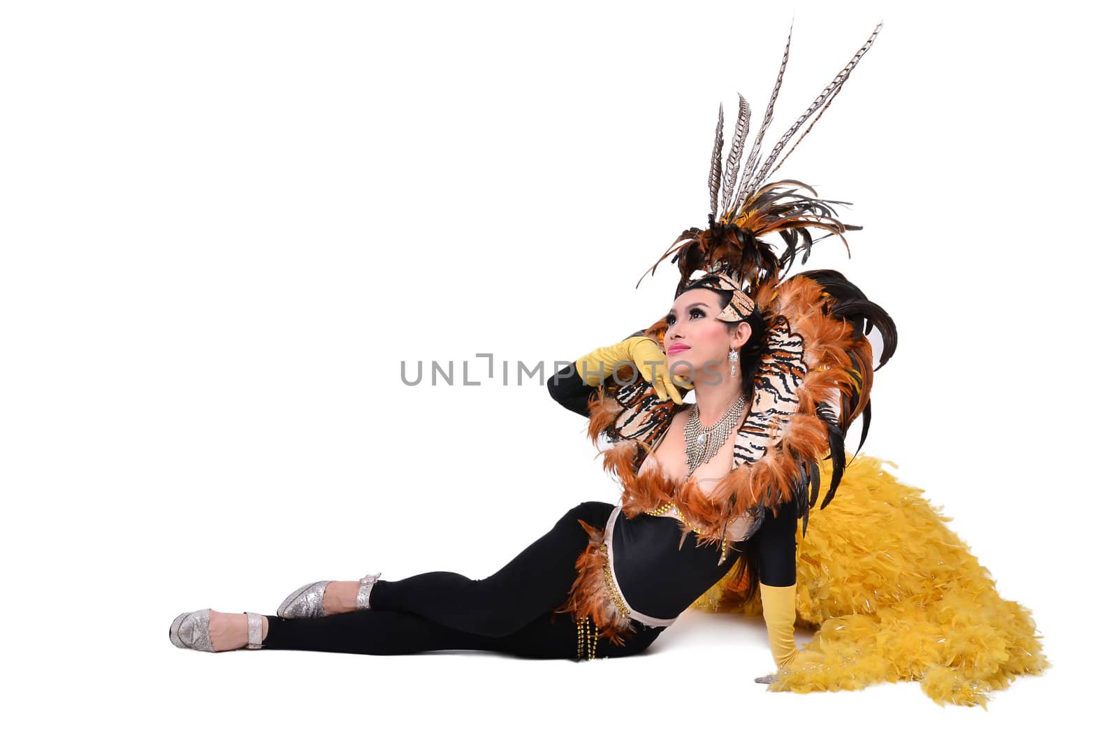 cabaret dancer isolated on a white background