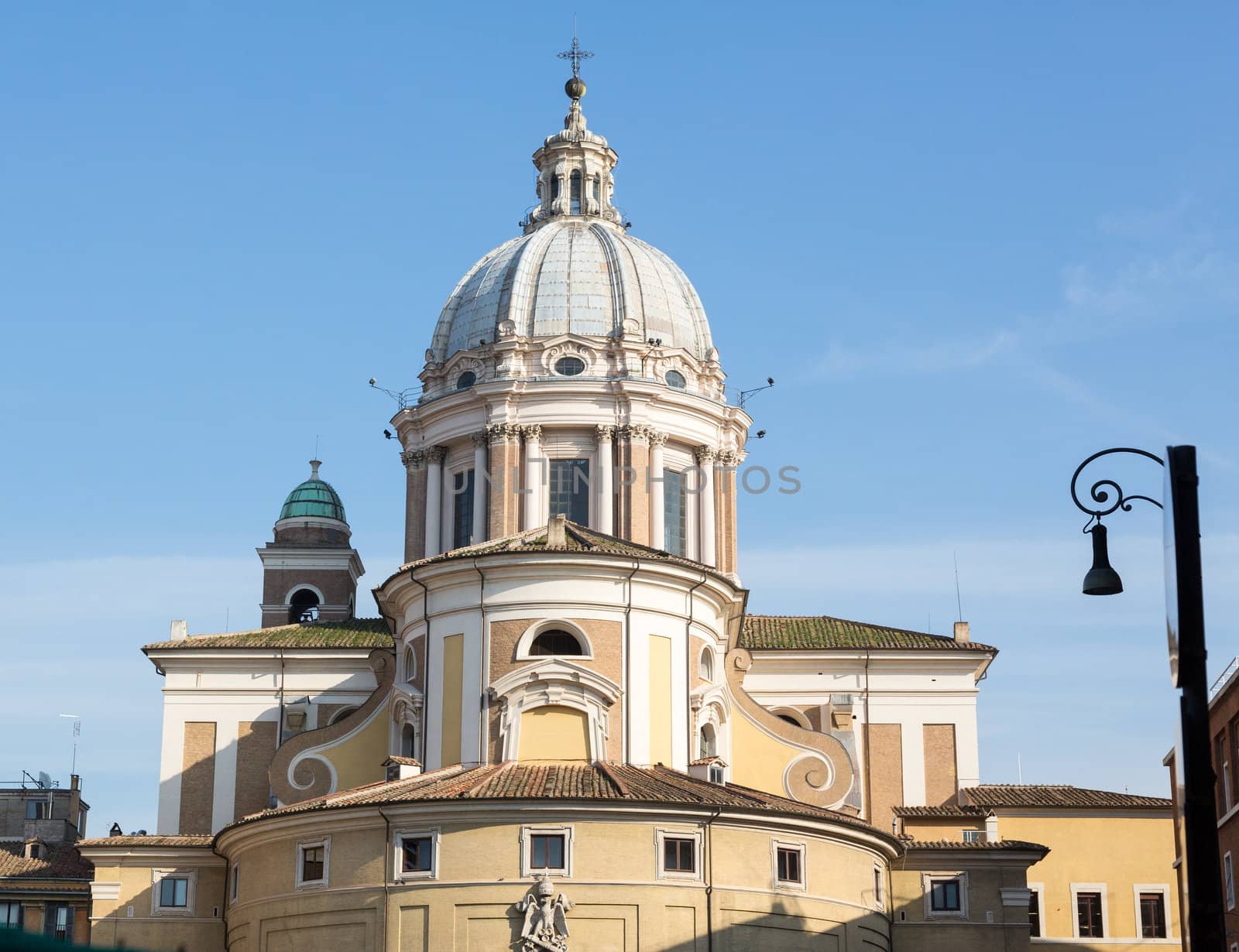 Detail of dome on church of San Carlo al Corso in Rome Italy