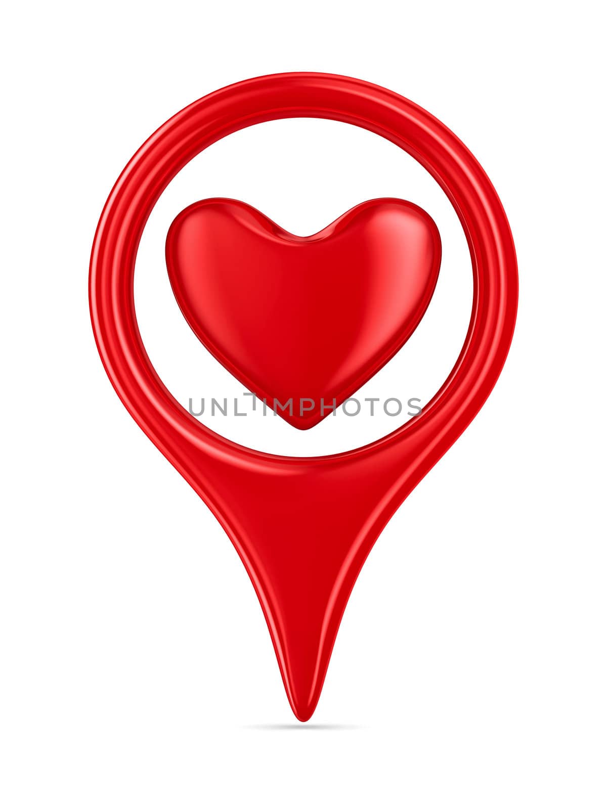 Isolated heart on white background. 3D image