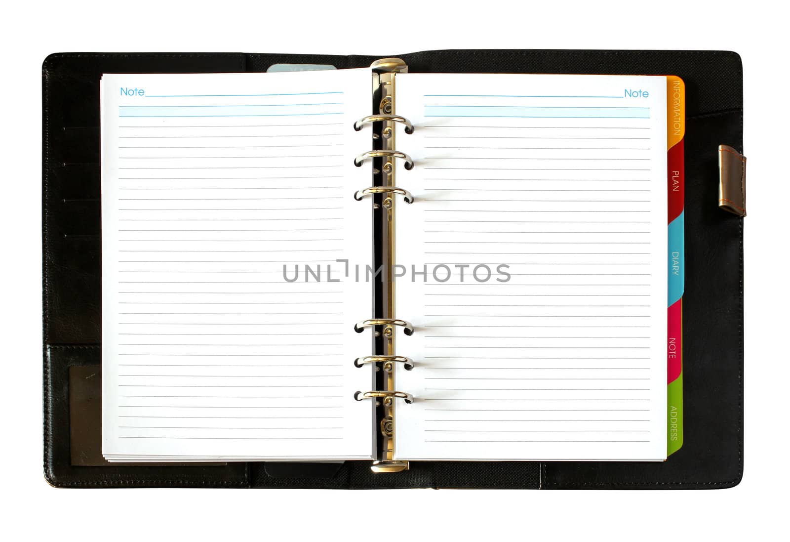 leather open notebook isolated on white background by nuchylee