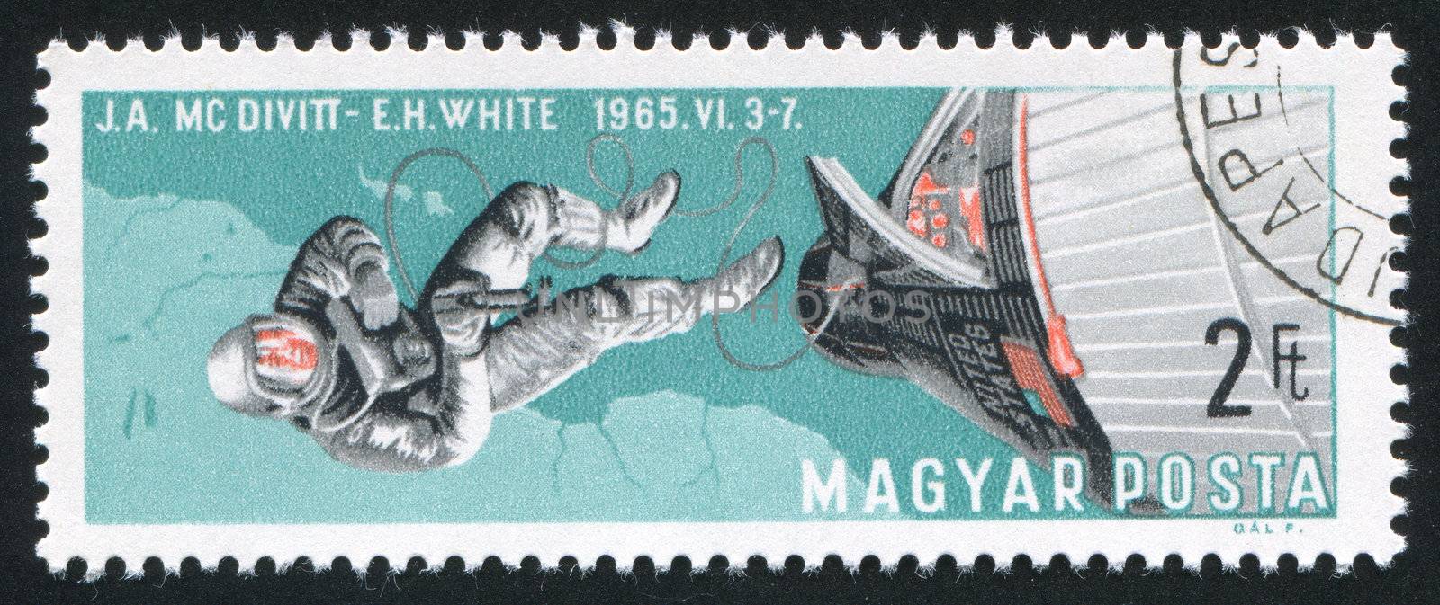 HUNGARY - CIRCA 1966: stamp printed by Hungary, shows Edward White walking in space, circa 1966