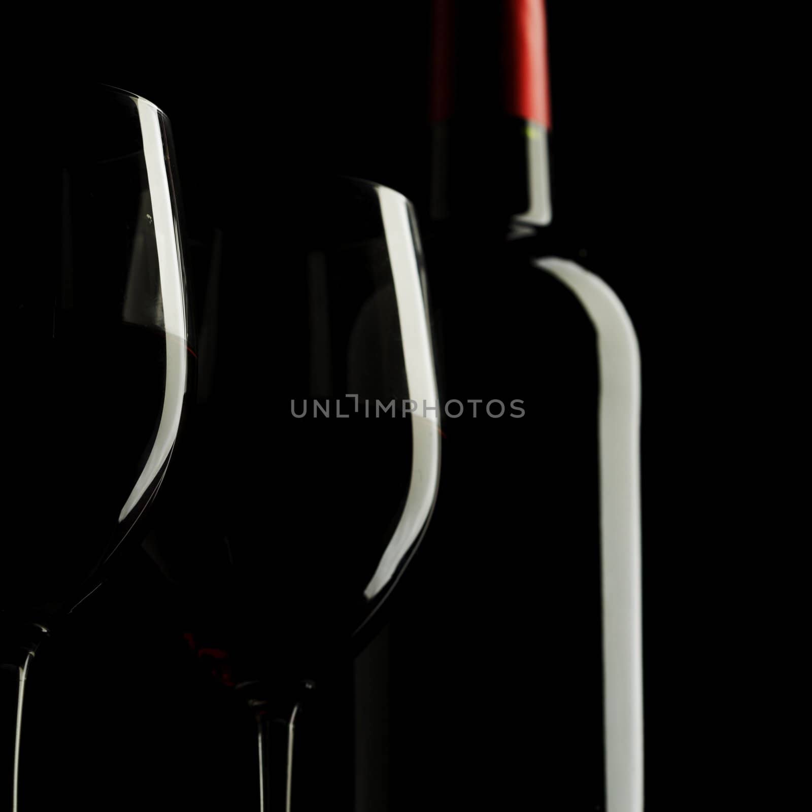 Red Wine Glass silhouette Black Background