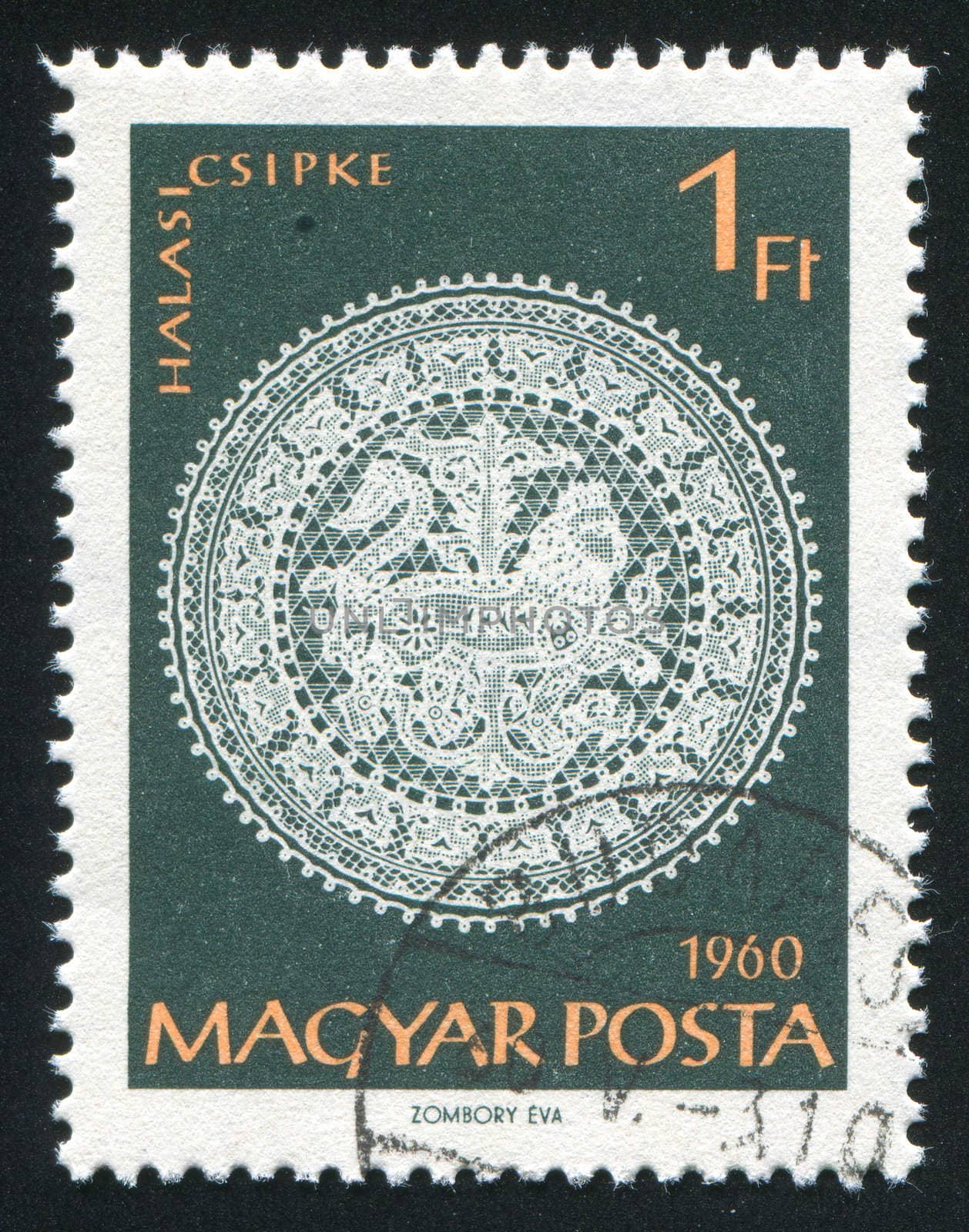 HUNGARY - CIRCA 1960: stamp printed by Hungary, shows Halas lace patterns, circa 1960