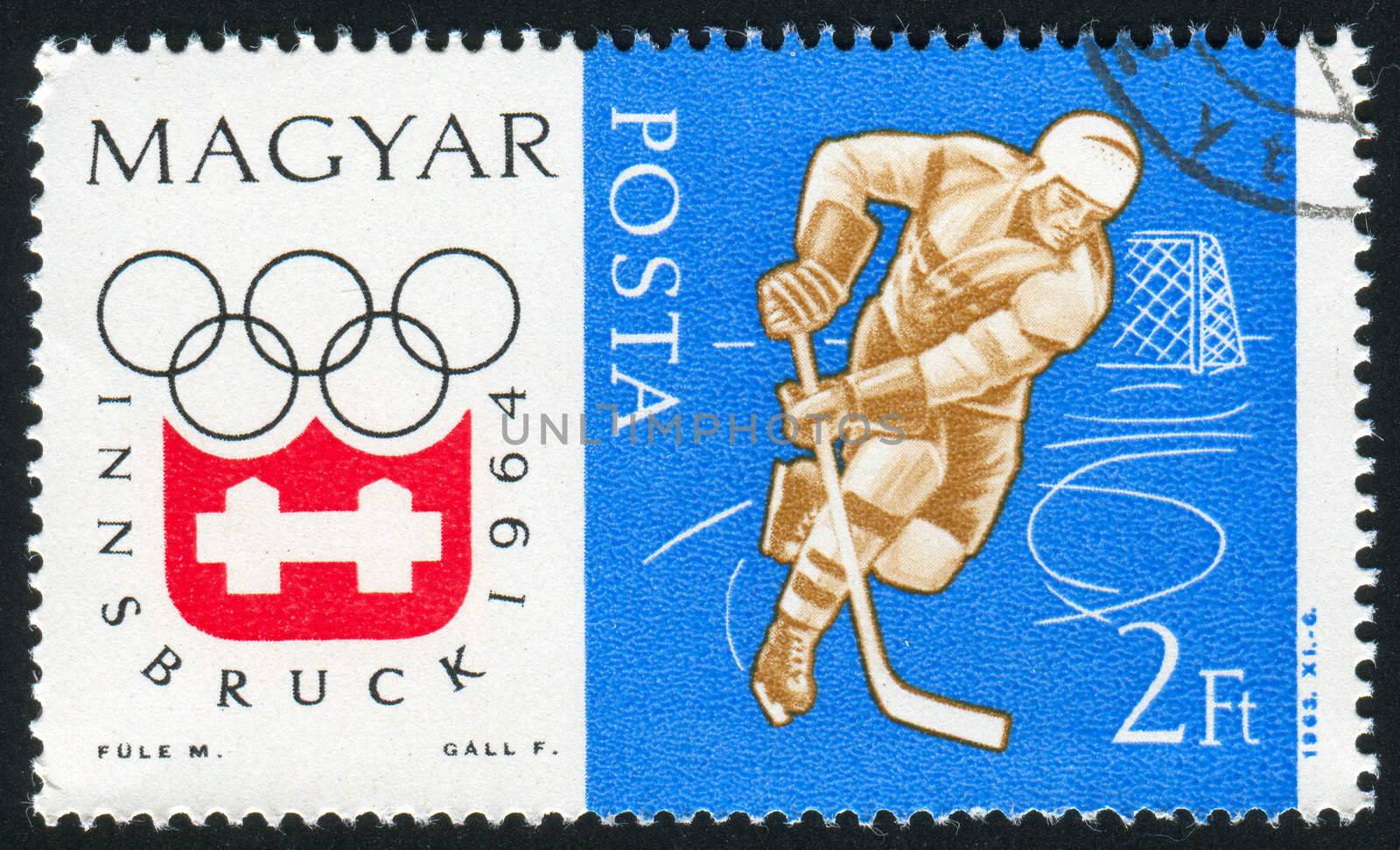 HUNGARY - CIRCA 1963: stamp printed by Hungary, shows hockey, circa 1963