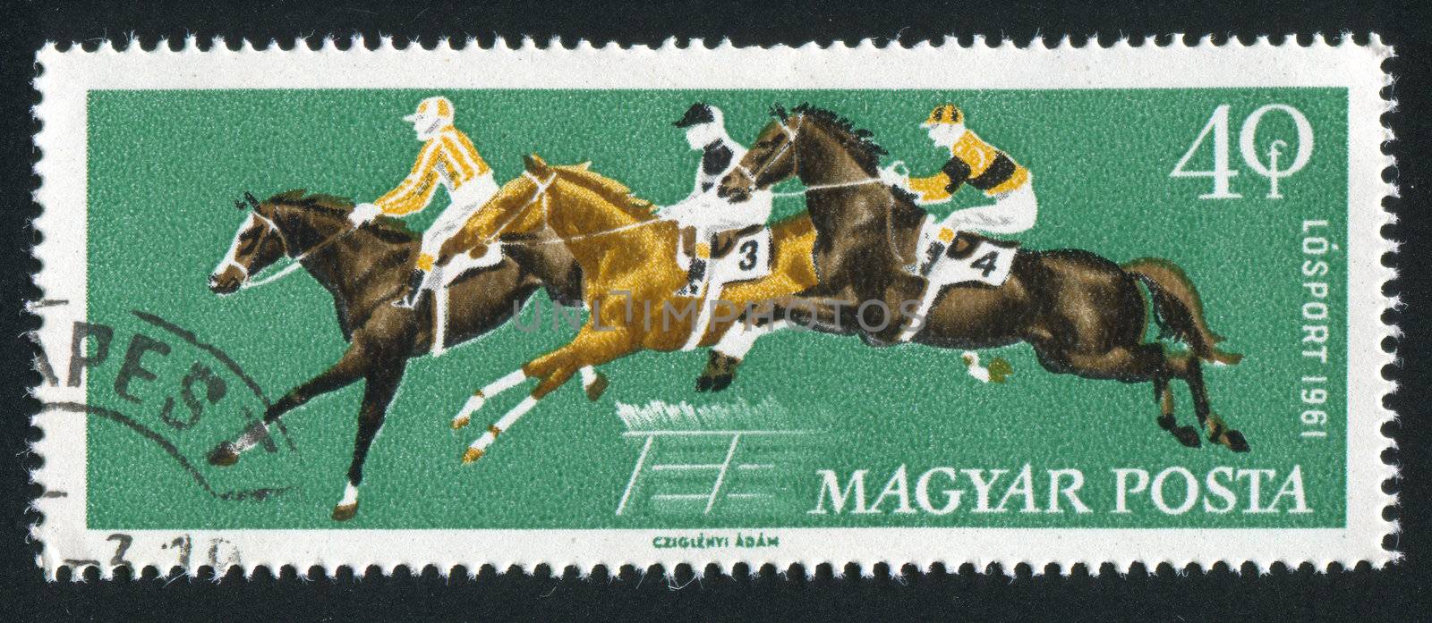 HUNGARY - CIRCA 1961: stamp printed by Hungary, shows concours hippique, circa 1961