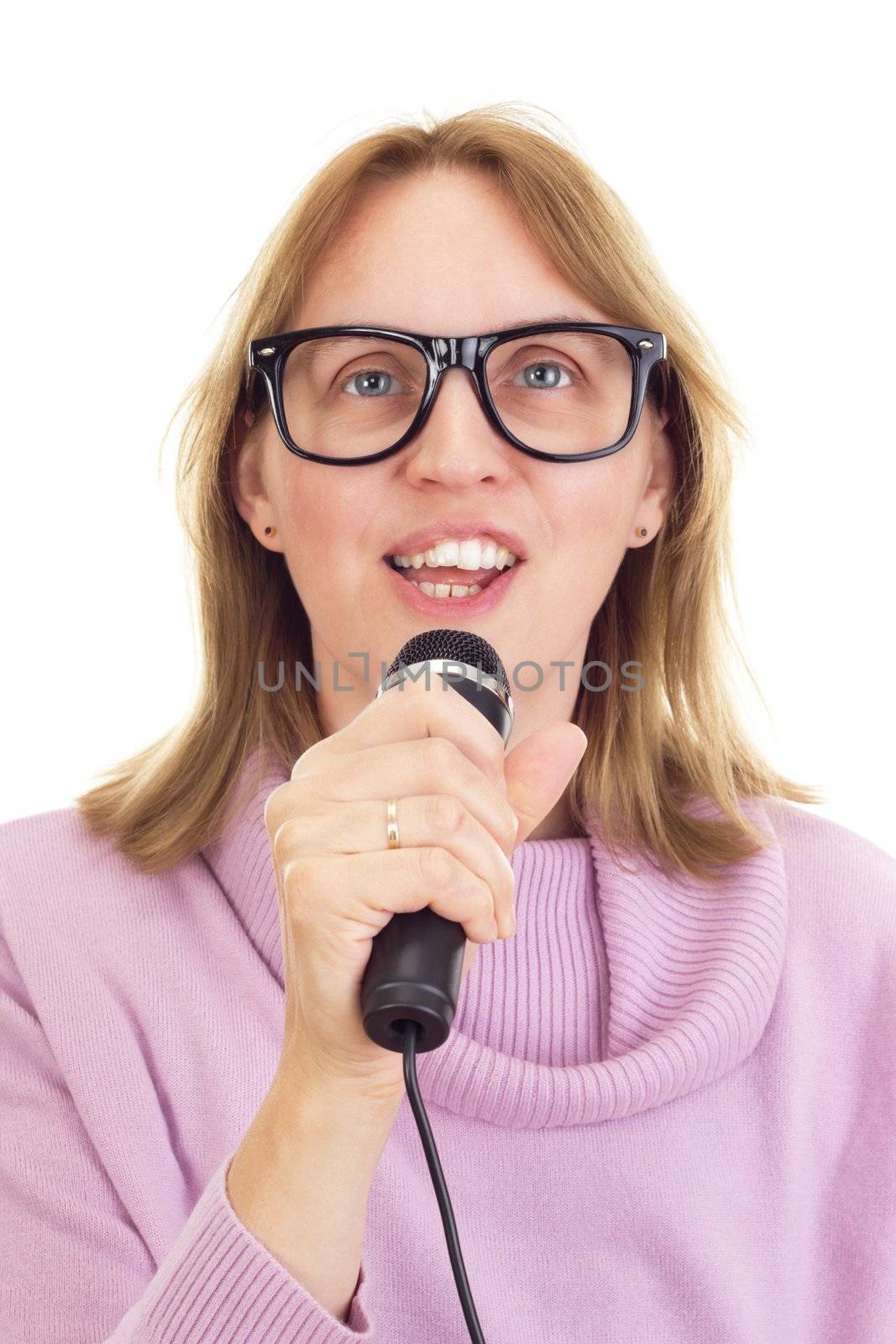 Beautiful woman with microphone