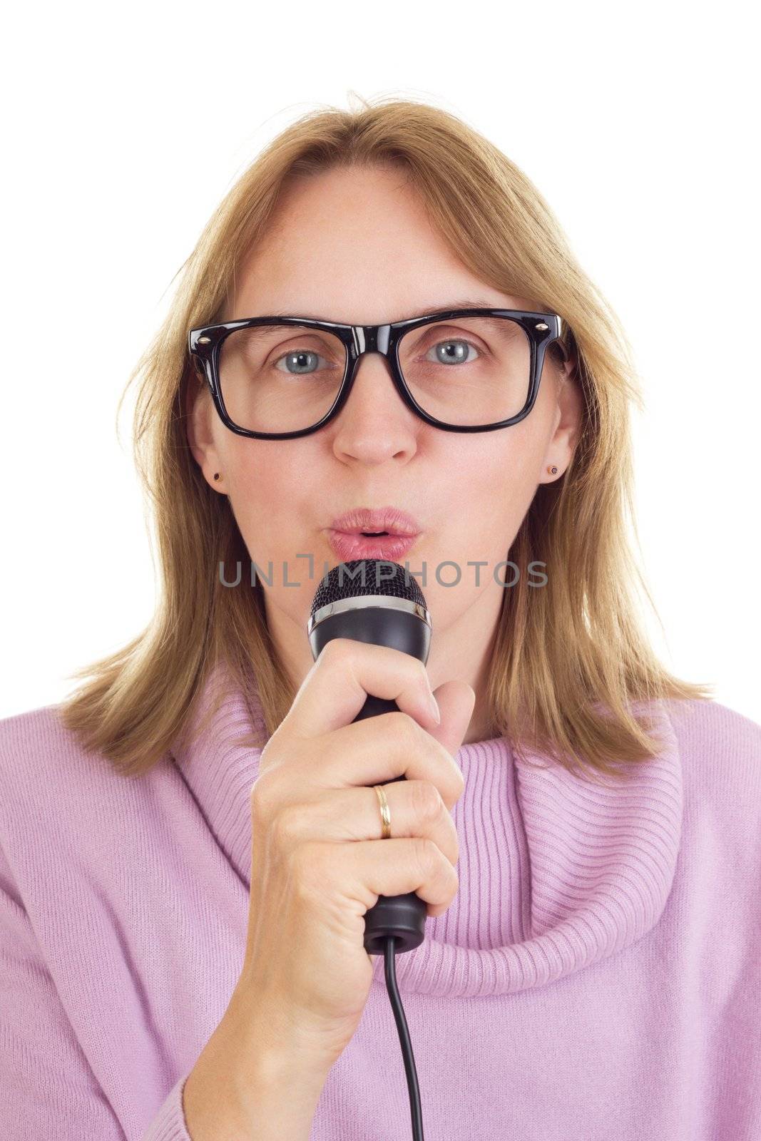 Beautiful woman with microphone