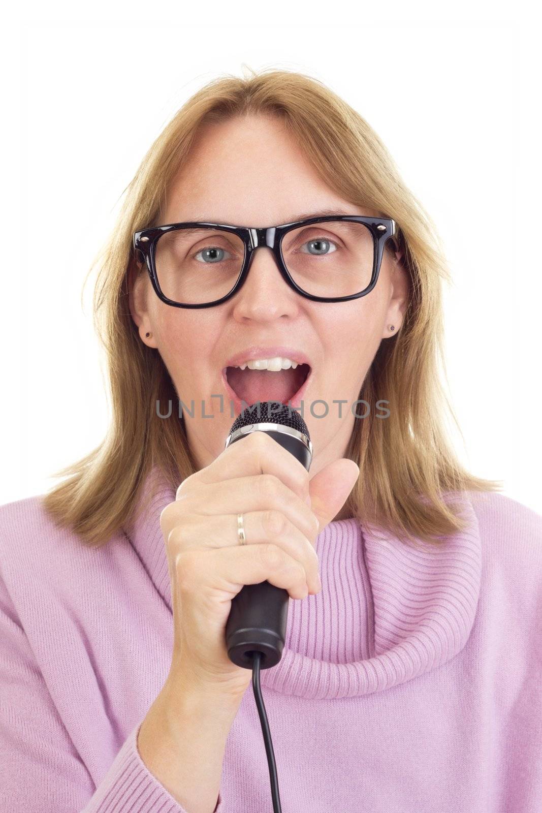 Beautiful woman with microphone