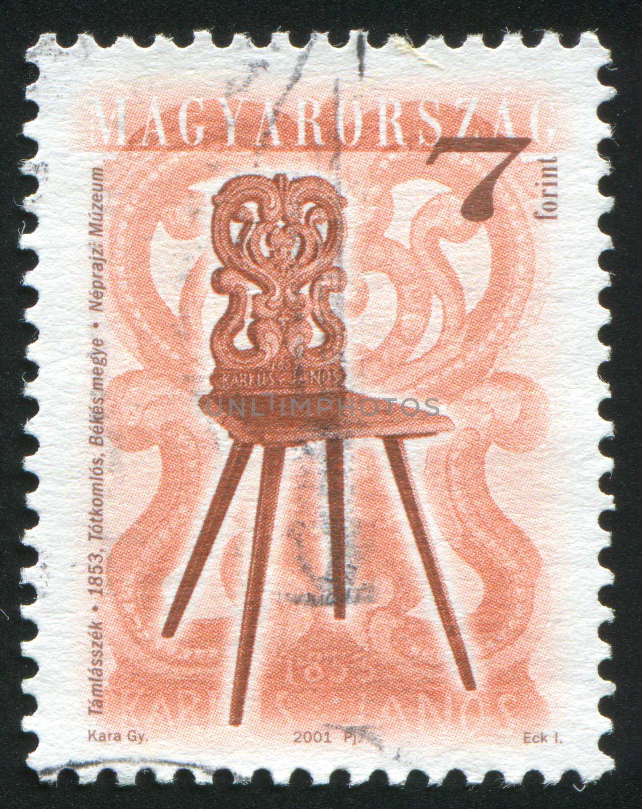 HUNGARY - CIRCA 2001: stamp printed by Hungary, shows antique chair, circa 2001