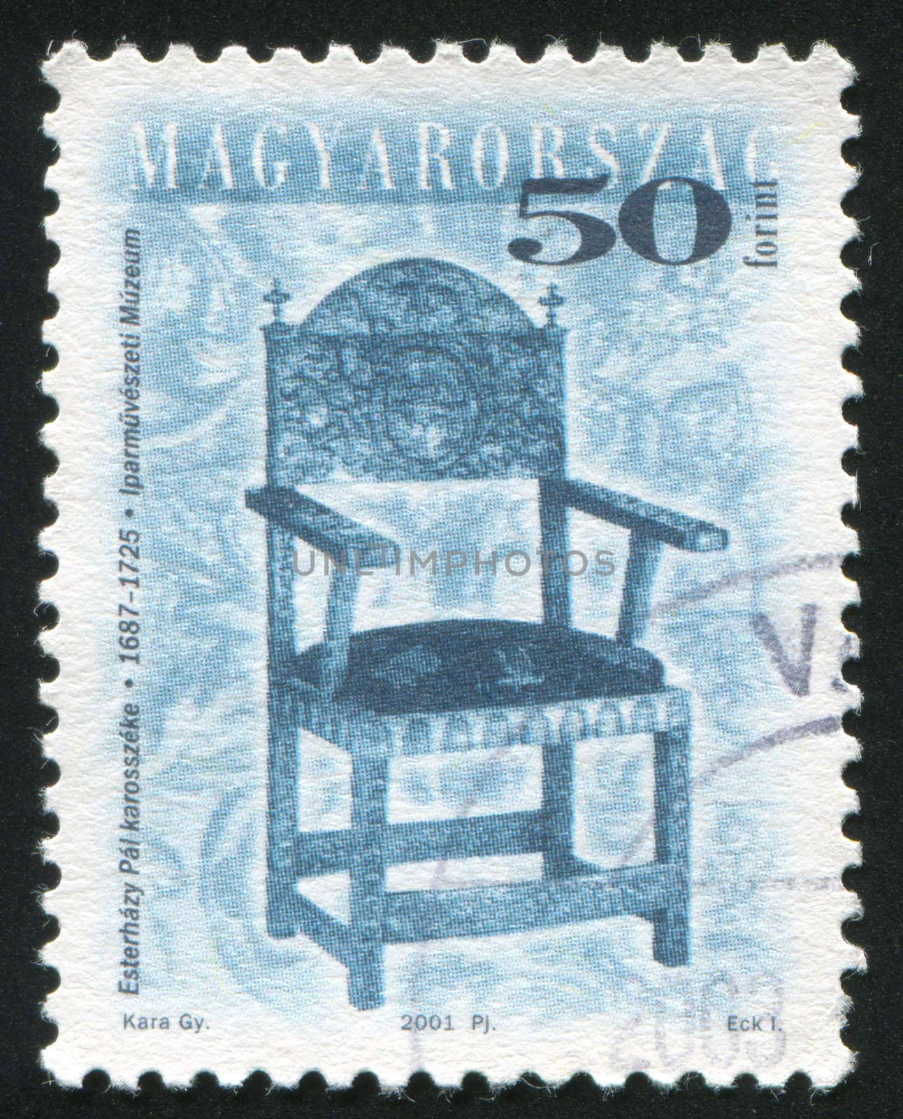 HUNGARY - CIRCA 2001: stamp printed by Hungary, shows antique chair, circa 2001