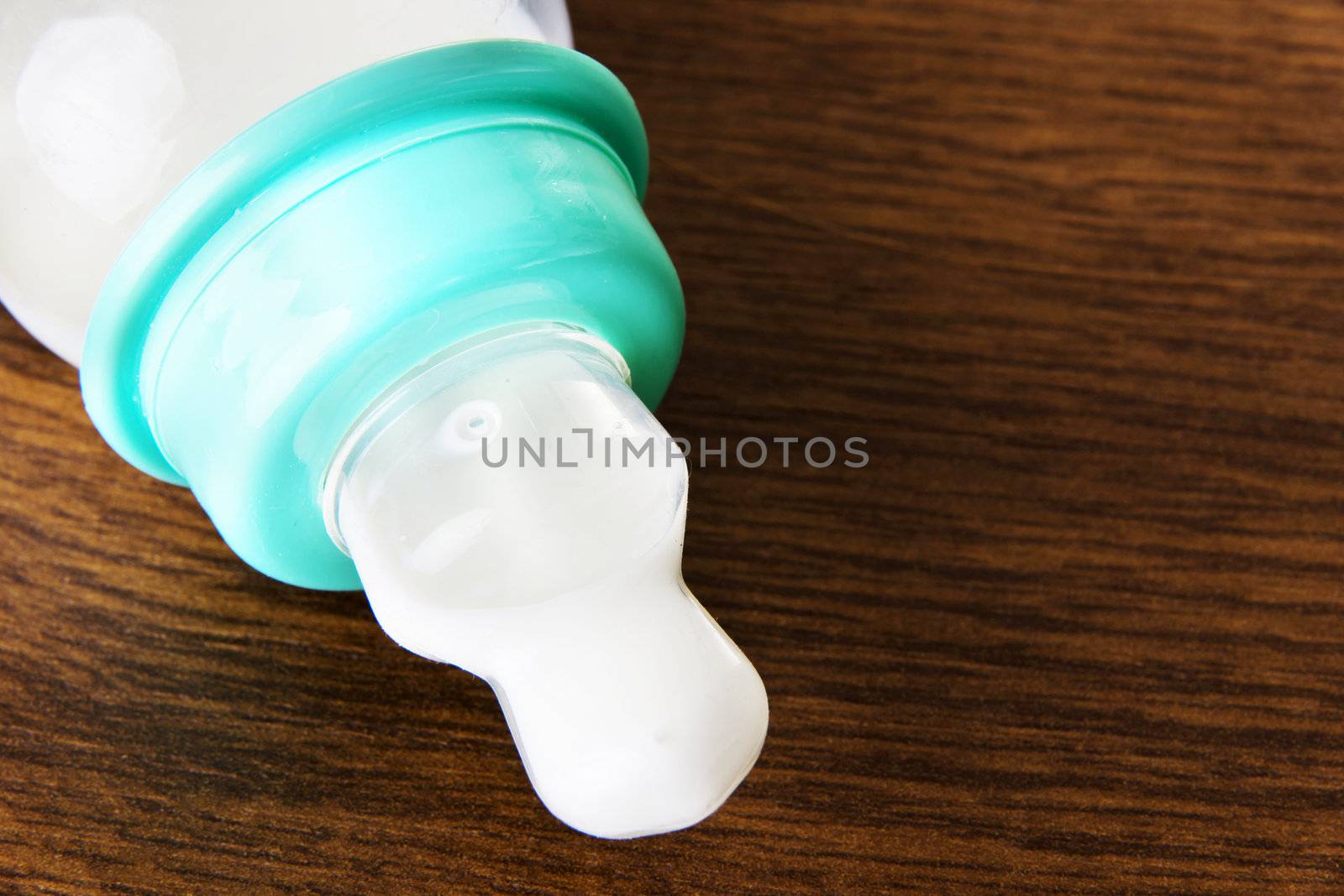 Baby milk bottle close up