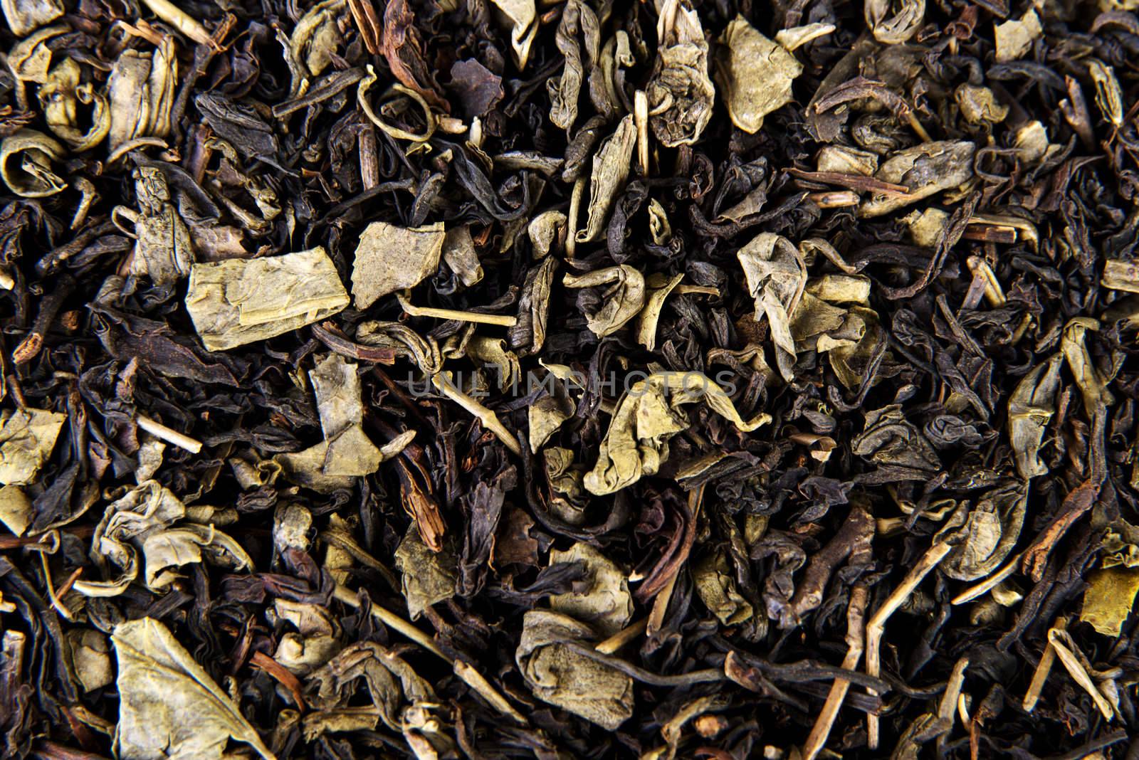 Black tea leaves texture