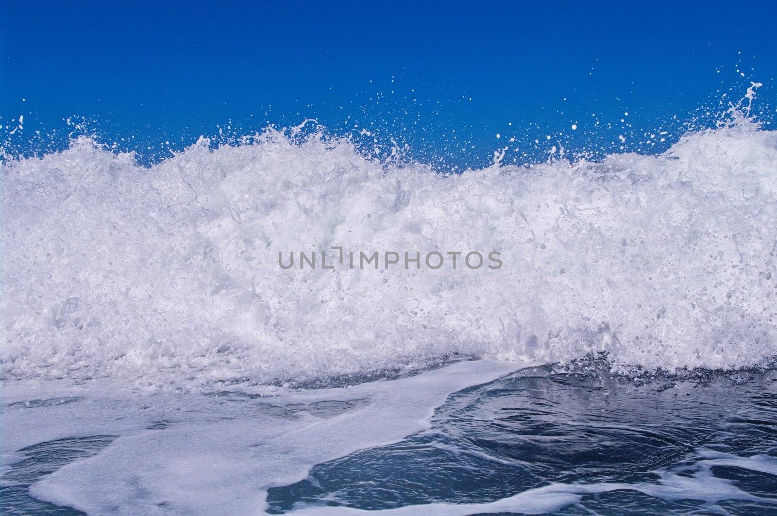 Blue Ocean Wave landing on the coast