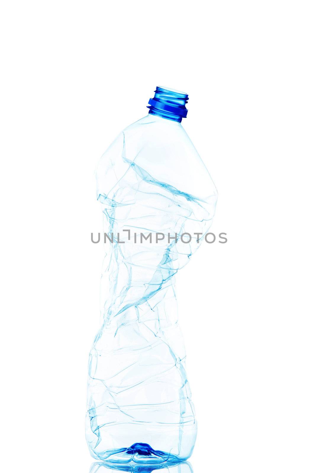 Empty used plastic bottle, isolated on white